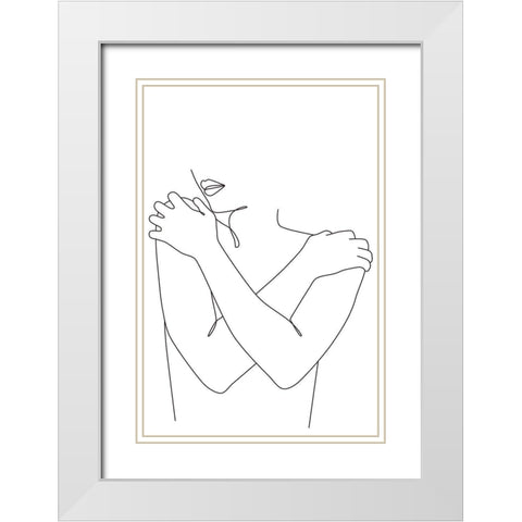 Nude II White Modern Wood Framed Art Print with Double Matting by JJ Design House