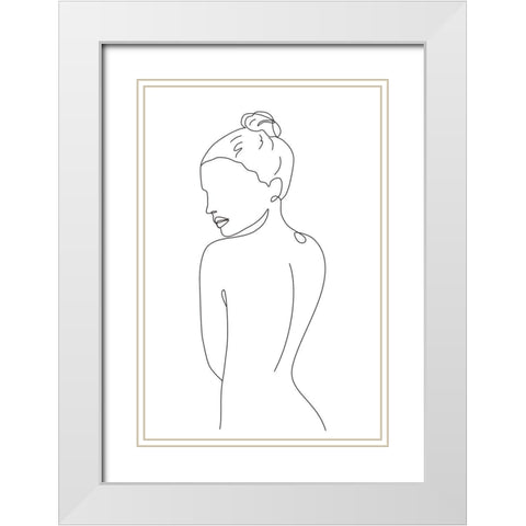Nude III White Modern Wood Framed Art Print with Double Matting by JJ Design House