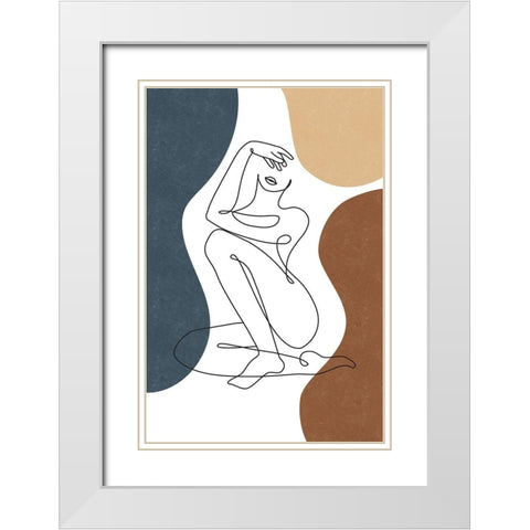 Curves II White Modern Wood Framed Art Print with Double Matting by JJ Design House