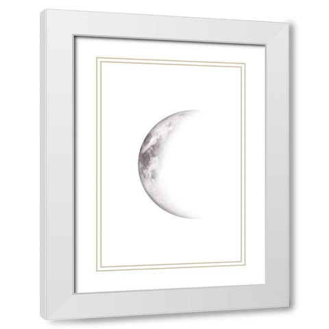 Moon Phases White Modern Wood Framed Art Print with Double Matting by JJ Design House