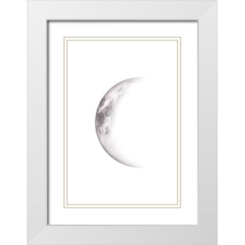 Moon Phases White Modern Wood Framed Art Print with Double Matting by JJ Design House