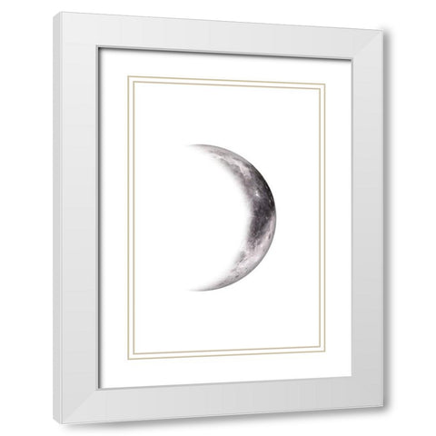 Moon Phases V White Modern Wood Framed Art Print with Double Matting by JJ Design House