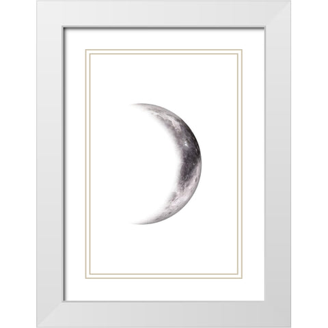 Moon Phases V White Modern Wood Framed Art Print with Double Matting by JJ Design House