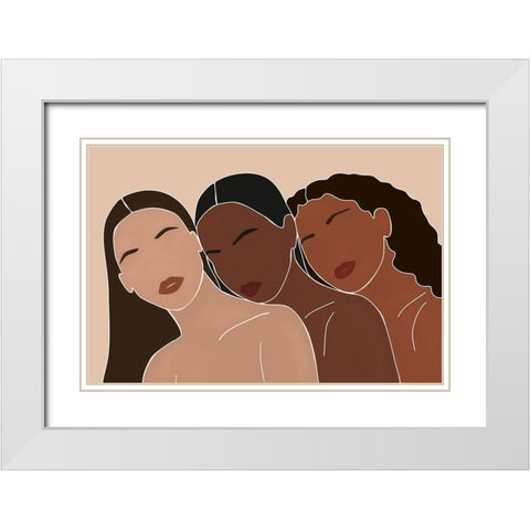Three Women White Modern Wood Framed Art Print with Double Matting by JJ Design House