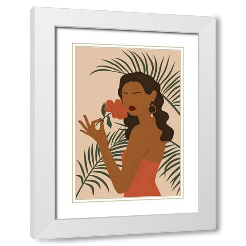 Botanical Babe III White Modern Wood Framed Art Print with Double Matting by JJ Design House