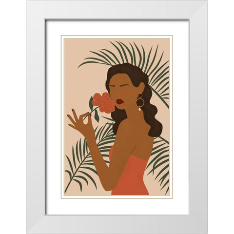 Botanical Babe III White Modern Wood Framed Art Print with Double Matting by JJ Design House