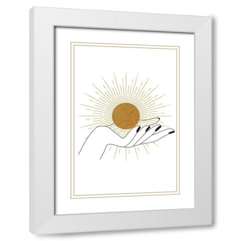 Hand and Sun White Modern Wood Framed Art Print with Double Matting by JJ Design House