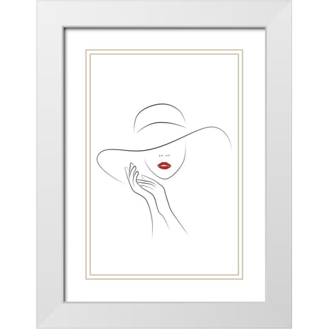 Hat Couture White Modern Wood Framed Art Print with Double Matting by JJ Design House