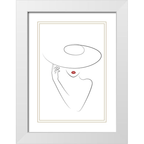 Hat Couture II White Modern Wood Framed Art Print with Double Matting by JJ Design House