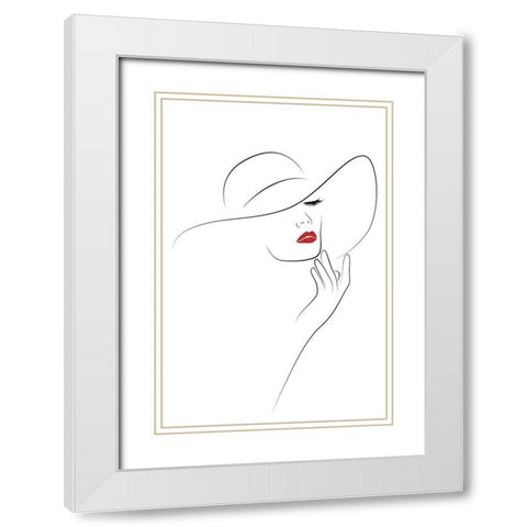 Hat Couture III White Modern Wood Framed Art Print with Double Matting by JJ Design House
