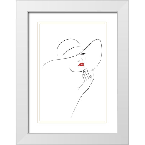 Hat Couture III White Modern Wood Framed Art Print with Double Matting by JJ Design House