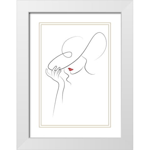 Hat Couture V White Modern Wood Framed Art Print with Double Matting by JJ Design House