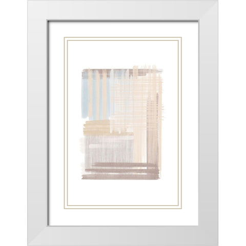 Blue Neutral Abstract White Modern Wood Framed Art Print with Double Matting by JJ Design House