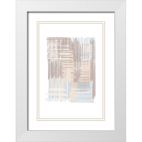 Blue Neutral Abstract II White Modern Wood Framed Art Print with Double Matting by JJ Design House
