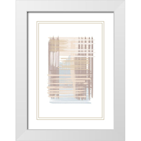 Blue Neutral Abstract III White Modern Wood Framed Art Print with Double Matting by JJ Design House