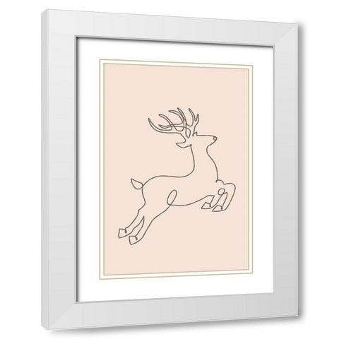 Reindeer White Modern Wood Framed Art Print with Double Matting by JJ Design House