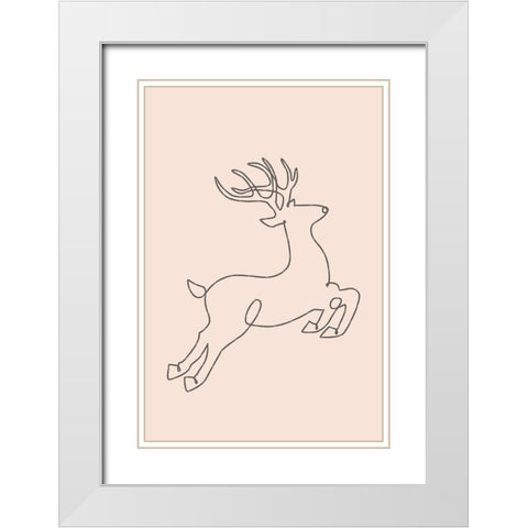 Reindeer White Modern Wood Framed Art Print with Double Matting by JJ Design House