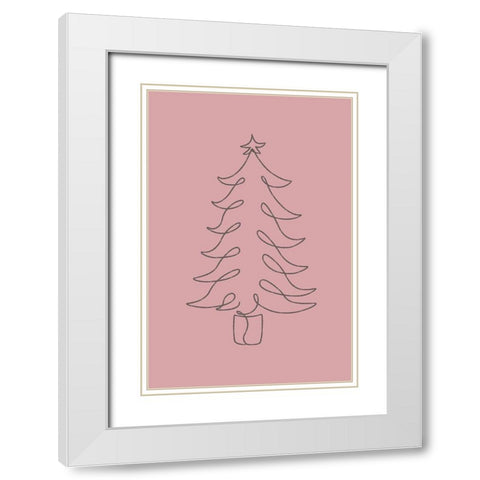 Christmas Tree White Modern Wood Framed Art Print with Double Matting by JJ Design House