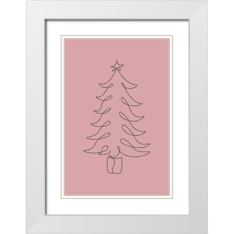Christmas Tree White Modern Wood Framed Art Print with Double Matting by JJ Design House