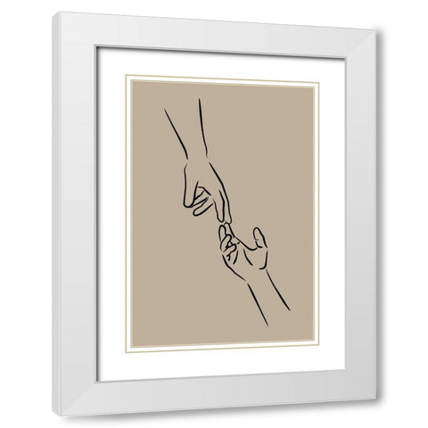 Hands Reaching White Modern Wood Framed Art Print with Double Matting by JJ Design House
