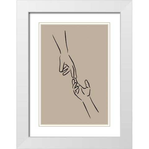 Hands Reaching White Modern Wood Framed Art Print with Double Matting by JJ Design House