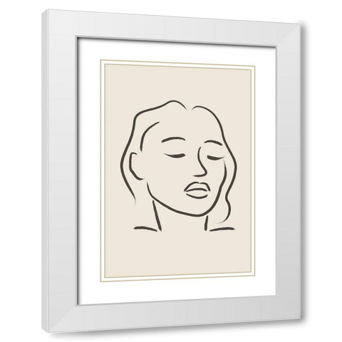 A Womans Face White Modern Wood Framed Art Print with Double Matting by JJ Design House