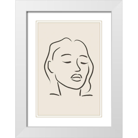 A Womans Face White Modern Wood Framed Art Print with Double Matting by JJ Design House
