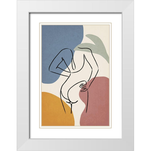 Colorful Nude I White Modern Wood Framed Art Print with Double Matting by JJ Design House