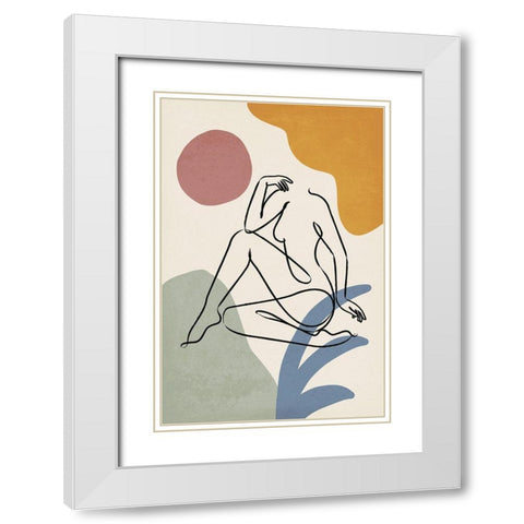 Colorful Nude II White Modern Wood Framed Art Print with Double Matting by JJ Design House
