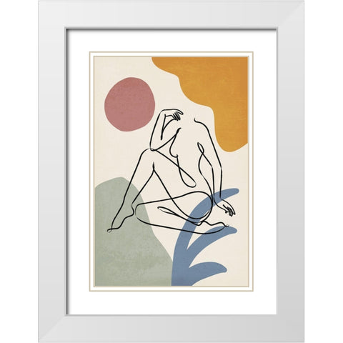 Colorful Nude II White Modern Wood Framed Art Print with Double Matting by JJ Design House