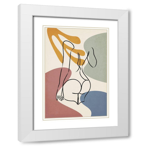 Colorful Nude III White Modern Wood Framed Art Print with Double Matting by JJ Design House