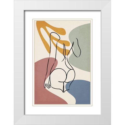 Colorful Nude III White Modern Wood Framed Art Print with Double Matting by JJ Design House