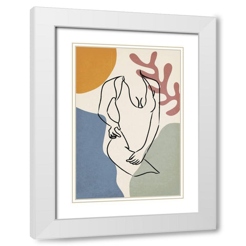 Colorful Nude IV White Modern Wood Framed Art Print with Double Matting by JJ Design House