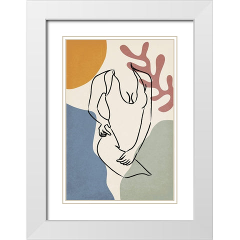 Colorful Nude IV White Modern Wood Framed Art Print with Double Matting by JJ Design House