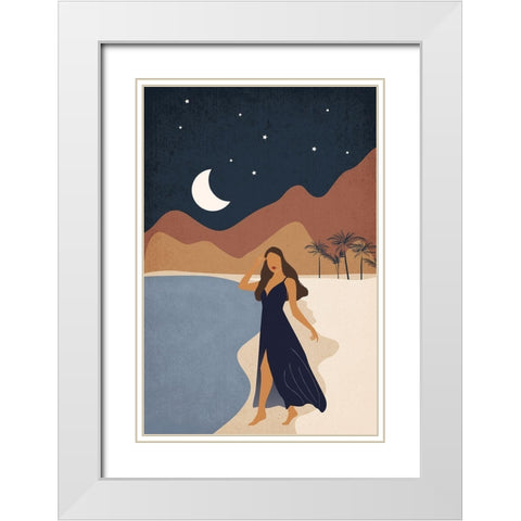 Beach Babe White Modern Wood Framed Art Print with Double Matting by JJ Design House