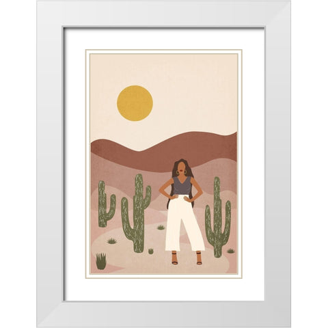 Desert Babe White Modern Wood Framed Art Print with Double Matting by JJ Design House