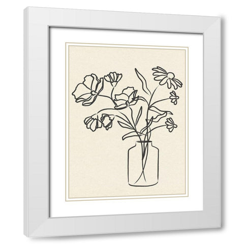 Flowers in Vase I White Modern Wood Framed Art Print with Double Matting by JJ Design House