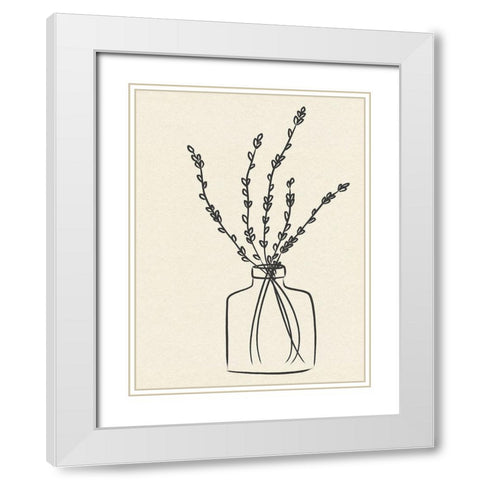 Flowers in Vase II White Modern Wood Framed Art Print with Double Matting by JJ Design House