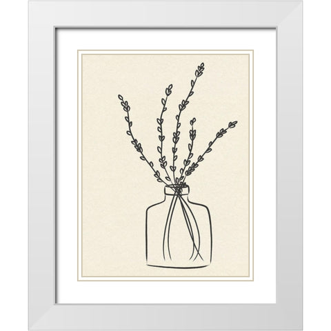 Flowers in Vase II White Modern Wood Framed Art Print with Double Matting by JJ Design House