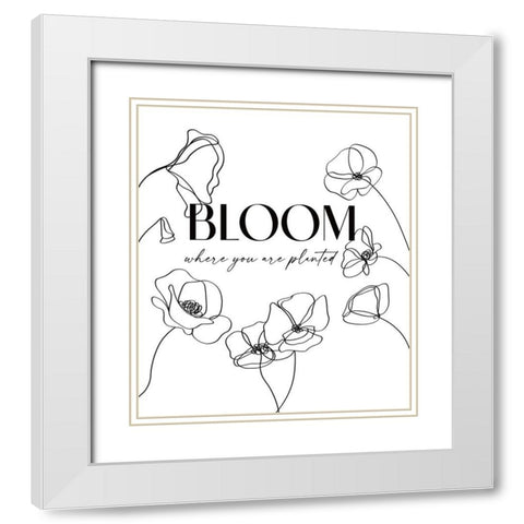 Bloom White Modern Wood Framed Art Print with Double Matting by JJ Design House