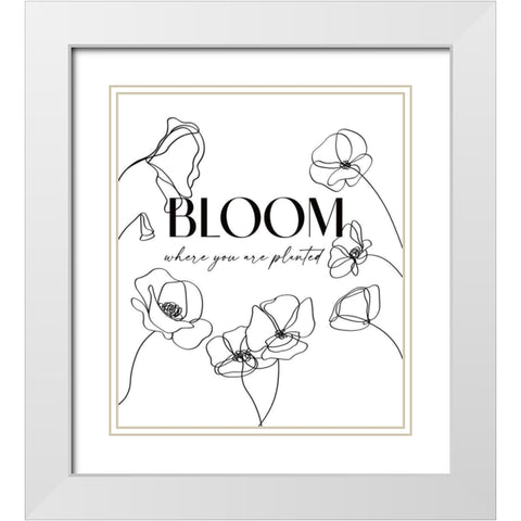 Bloom White Modern Wood Framed Art Print with Double Matting by JJ Design House