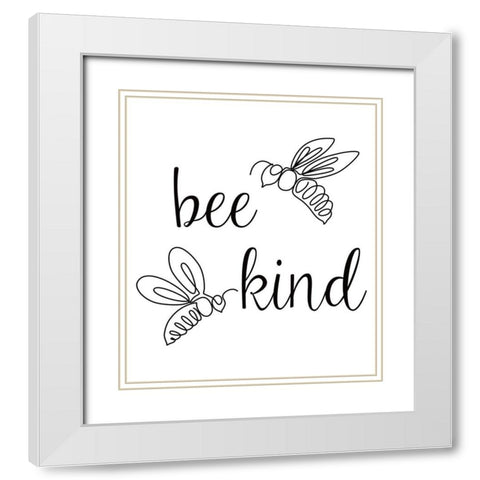 Bee Kind White Modern Wood Framed Art Print with Double Matting by JJ Design House