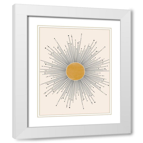 Midcentury Sun White Modern Wood Framed Art Print with Double Matting by JJ Design House