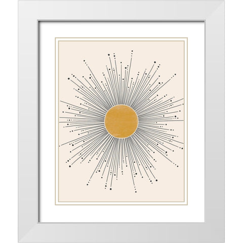 Midcentury Sun White Modern Wood Framed Art Print with Double Matting by JJ Design House
