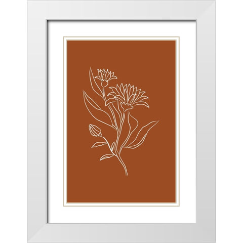 Orange Flower White Modern Wood Framed Art Print with Double Matting by JJ Design House
