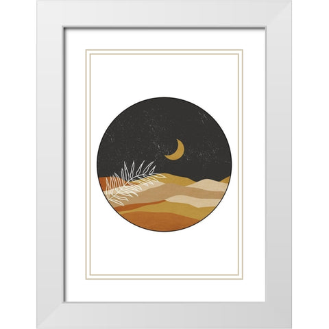 Mountain Moonrise White Modern Wood Framed Art Print with Double Matting by JJ Design House