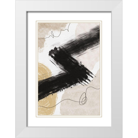 Abstract Lines White Modern Wood Framed Art Print with Double Matting by JJ Design House