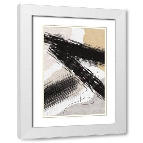 Abstract Lines II White Modern Wood Framed Art Print with Double Matting by JJ Design House