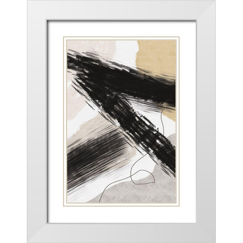 Abstract Lines II White Modern Wood Framed Art Print with Double Matting by JJ Design House