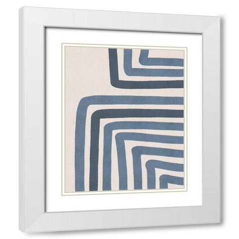 Blue Lines II White Modern Wood Framed Art Print with Double Matting by JJ Design House
